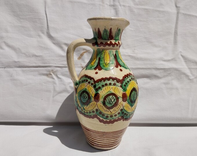 Hutsul Pitcher, Hucul Pitcher, Folk Vase, Folk Ceramic Pitcher, Clay Pitcher, Handpainted Vase