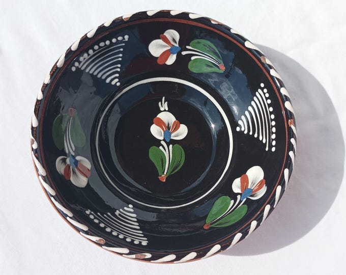 Folk Black Plate, Traditional Plate, Hungarian Pottery, Wall Plate