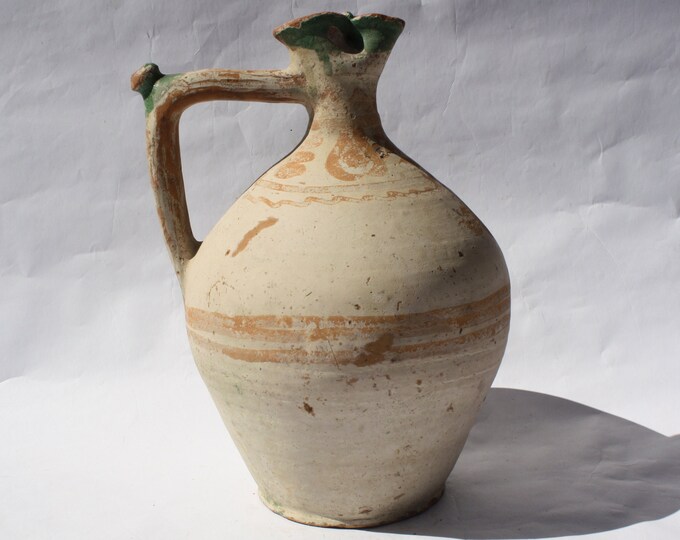 Traditional Water Pitcher, Huge Pitcher, Stoneware Jug, Folk Pitcher, Antique Ewer, Ceramic Pitcher, Ceramic Pottery