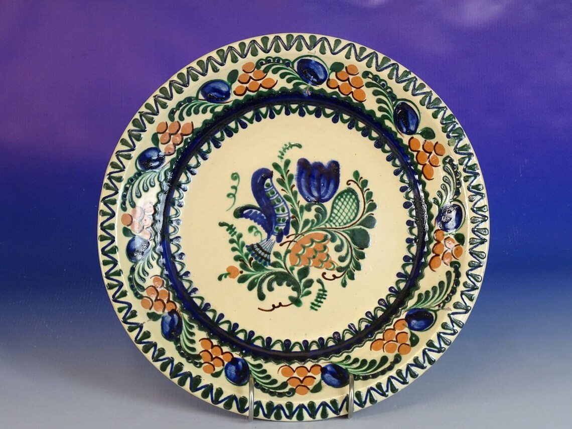 Folk Plate Traditional Plate Hungarian Pottery Wall Plate Etsy