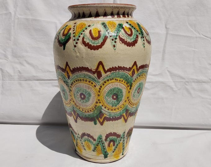 Heavy Ceramic Vase, Hucul Vase, Folk Vase, Folk Ceramic Pitcher, Clay Pitcher, Handpainted Heavy Hutsul Vase