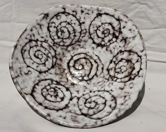 Vintage Retro White Glazed Ikebana Plate, Hungarian Art Pottery Ceramic Plate