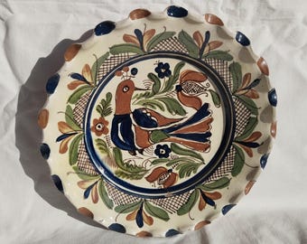 Handpainted Folk Art Clay Plate, Transylvania Pottery (28.5 cm)
