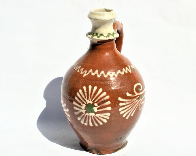 Folk Jar, Folk Bottle, Handpainted Jug, Faience Jug, Folk Ewer