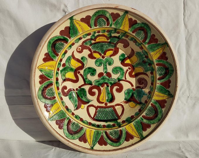 Huge Hutsul Plate, Hucul Plate, Folk Plate, Folk Ceramic Plate, Clay Plate, Handpainted Plate