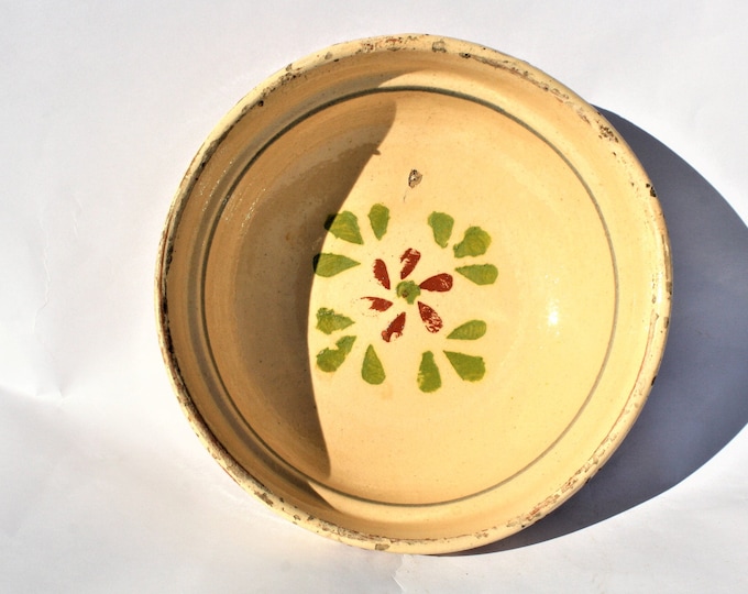 Antique Traditional Clay Plate, Transylvania Pottery, Folk, Antique Peasant Plate