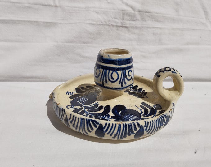 Traditional Transylvania Folk Candle Stick Holder, Ethnographical Candelabrum, Ceramic Folk Ceramic Candle Holder