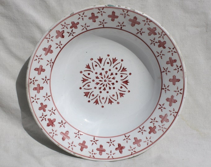 Traditional Hungarian Hollohaza Folk Pottery Plate, Vintage Peasant Flower Plate
