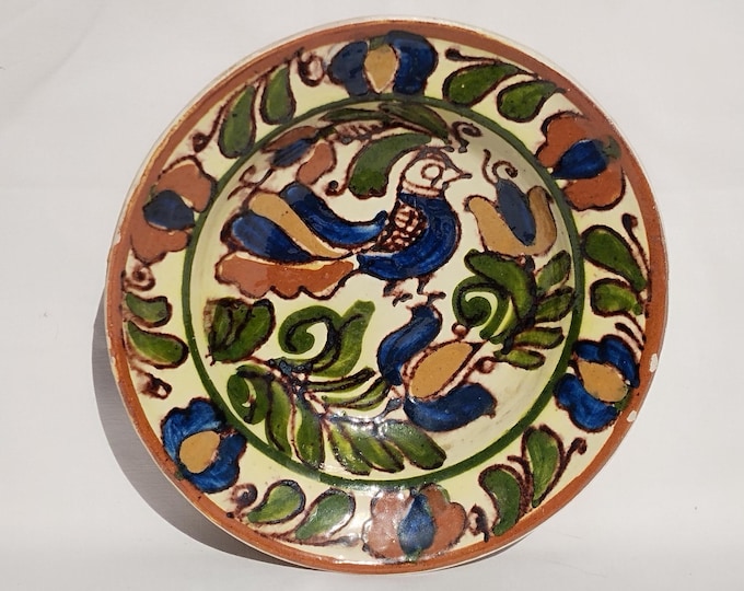 Clay Plate, Transylvania Pottery, Folk Pottery, Antique Peasant Plate