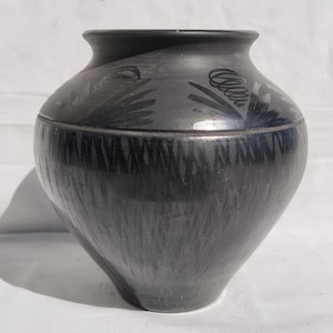 Traditional Antique Black Pitcher Vase from mid 20th century Vintage Jug