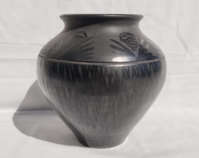 Traditional Antique Black Pitcher Vase from mid 20th century Vintage Jug