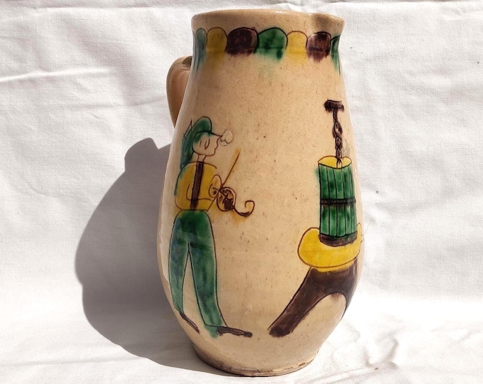 Hutsul Pitcher, Hucul Pitcher, Folk Vase, Folk Ceramic Pitcher, Clay Pitcher, Handpainted Vase