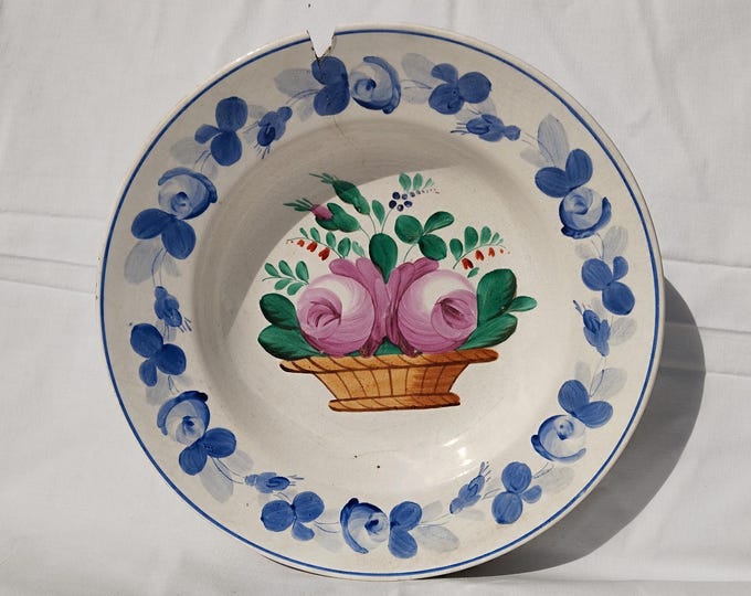 Hollohaza Ceramic Plate, Hungarian Pottery, Folk Plate, Antique Peasant Plate