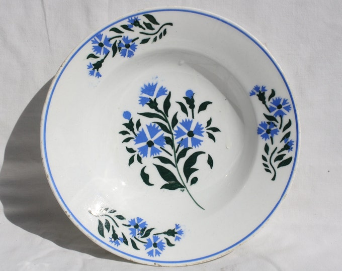 Hollohaza Plate, Hungarian Pottery, Folk, Antique Peasant Plate, Flower Plate