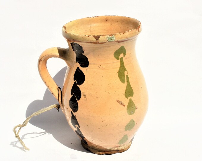 Antique Stoneware Water Jug, Ethnographic Ceramic Pottery Ewer