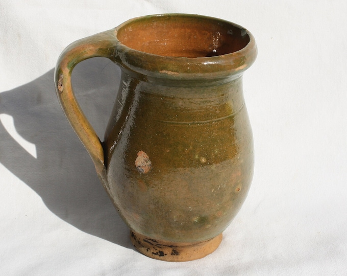Stoneware Hungarian Milk Jug, Flower Painted Folk Pitcher, Folk Bottle, Handpainted Jug, Faience Jug, Folk Ewer