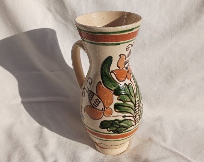Traditional Folk Transylvania Jug, Terracotta Jug, Folk Pitcher, Vintage Ewer, Ceramic Pitcher, Ceramic Pottery