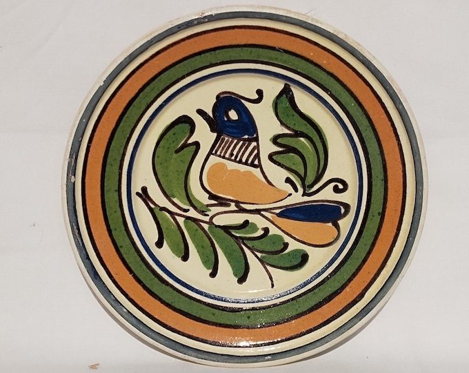 Clay Plate, Transylvania Pottery, FolkBird Potter, Antique Peasant Plate, Bird Plate
