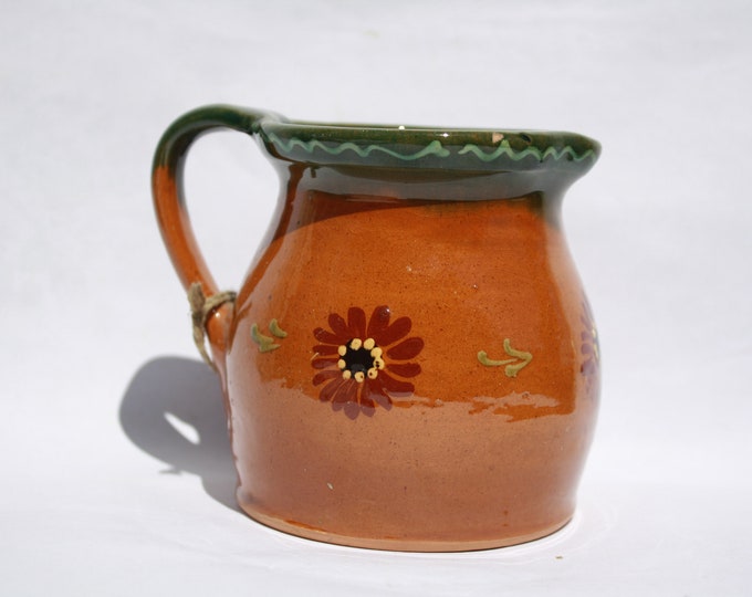 Traditional Jug, Terracotta milk Jug, Folk Pitcher, Vintage Ewer, Ceramic Pitcher, Ceramic Potter, Milk Bowl