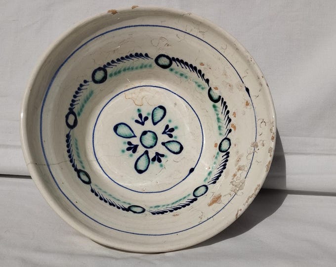 Antique Folk White Traditional Folk Plate, Stoneware Lined Hungarian Platter