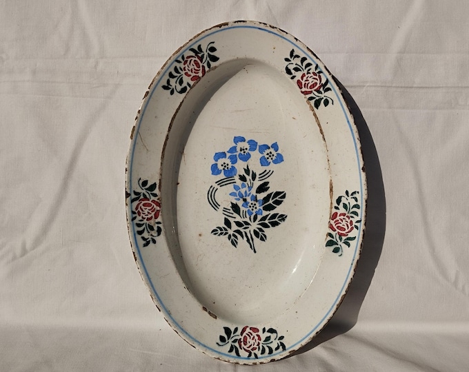 Traditional Folk Hungarian Clay Platter Serving Plate, Hungary Pottery, Folk, Antique Peasant Plate