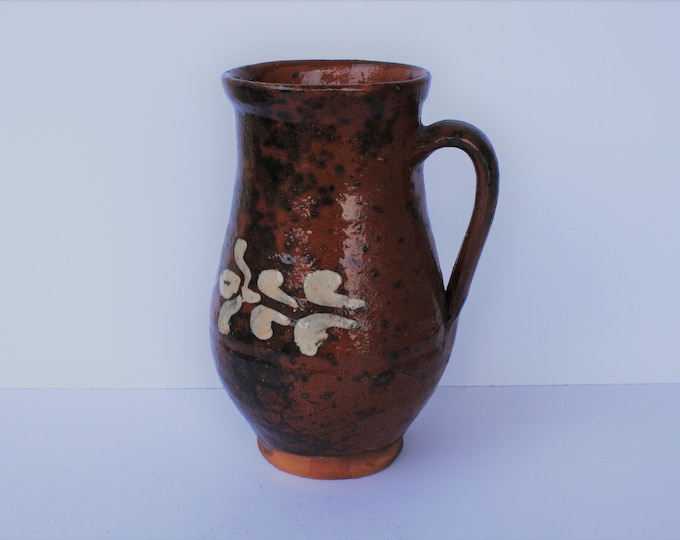Traditional Jug, Terracotta milk Jug, Folk Pitcher, Vintage Ewer, Ceramic Pitcher, Ceramic Potter, Milk Bowl