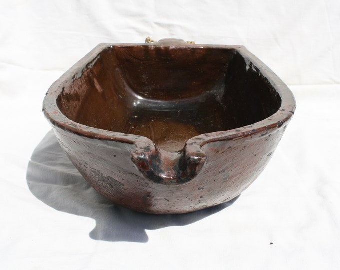 Huge Antique Glazed Duck Roaster Terrine, Antique Hungarian Pottery, Heavy Ceramic
