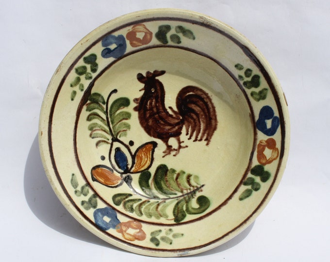 Antique Transylvania Traditional Colored Korond Folk Clay Plate, Corond Folk Farmhouse Decoration Pottery, Antique Peasant Plate