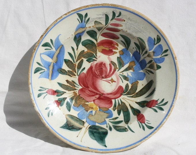 Folk Miskolcz Plate, Hungarian Pottery, Folk, Antique Peasant Folk Plate