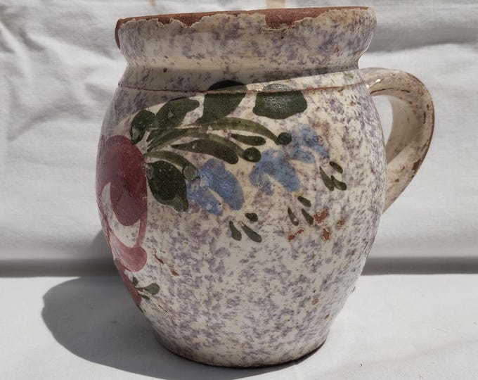 Antique Folk Jar, Folk Bottle, Traditional Little Mug, Handpainted Jug, Faience Jug, Folk Ewer