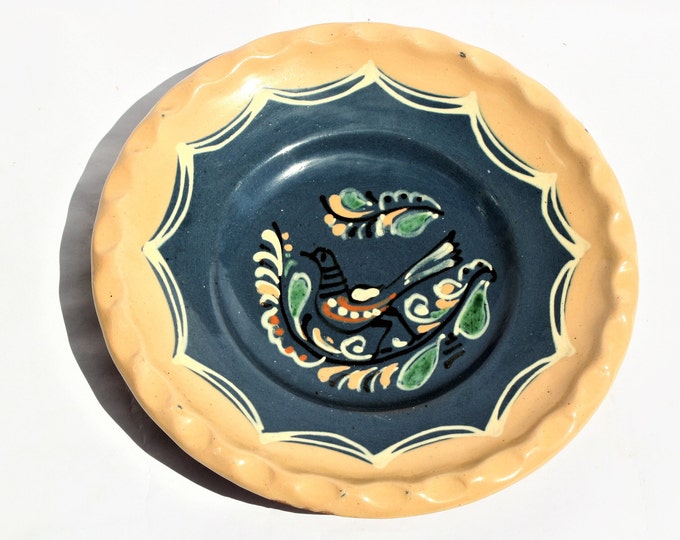 Antique Traditional Hungary Clay Plate, Folk Pottery, Antique Peasant Plate