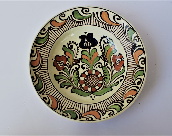 Clay Plate, Transylvania Pottery, Folk, Antique Peasant Plate