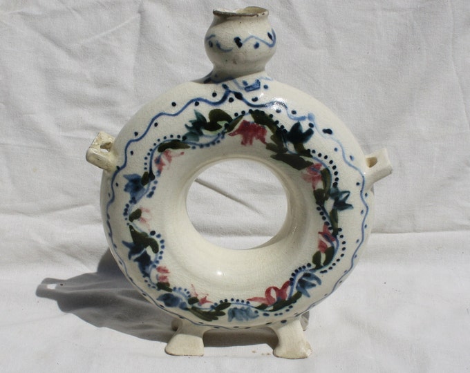 Folk Ceramic Hungarian Flask, Pretzel Bottle, Folk Vase, Folk Ceramic Flask, Clay Pitcher, Handpainted Vase