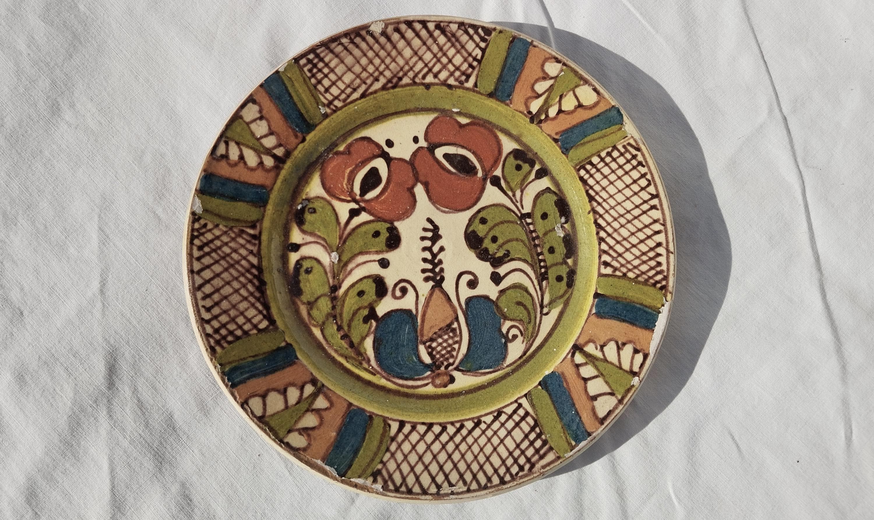 Korond Clay Plate, Transylvania Pottery, Corond Folk Pottery