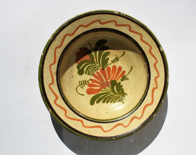 Traditional Plate, Terracotta Plate, Clay Plate, Transylvania Pottery, Folk, Antique Peasant Plate
