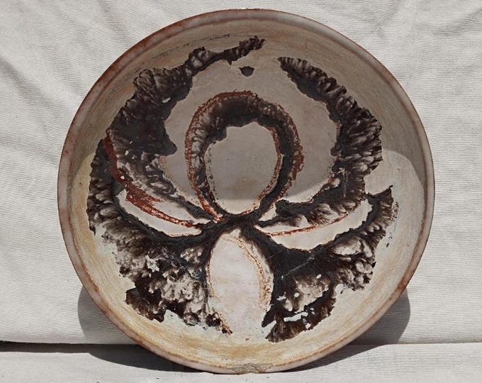 Vintage Retro Style White Glazed Art Ceramic Vintage Rorschach Pottery Plate