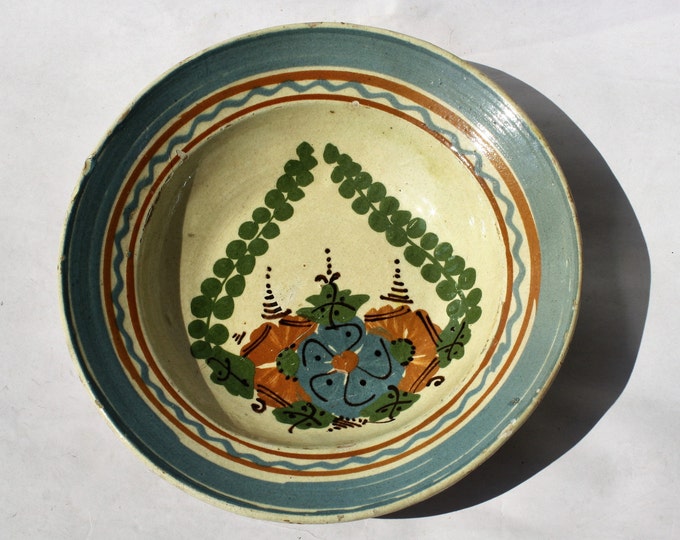 Traditional Plate, Terracotta Plate, Clay Plate, Transylvania Pottery, Folk, Antique Peasant Plate