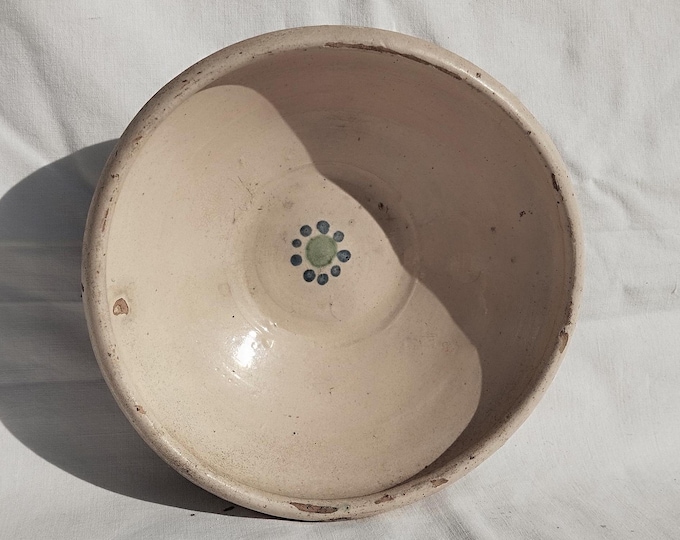 Antique Folk White Traditional Folk Plate, Stoneware Dotted Hungarian Platter, Cat Paw Painted