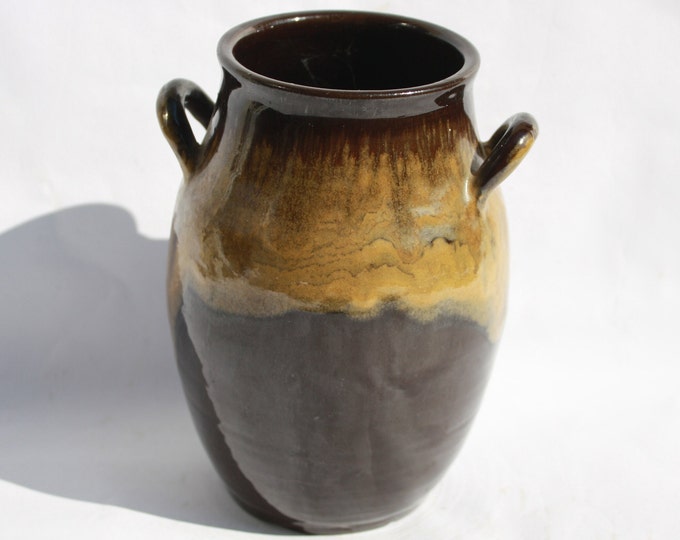 Antique Brown Stoneware Water Jug, Ethnographic Ceramic Pottery Ewer