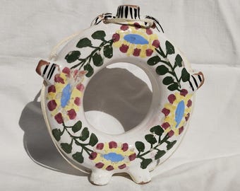 Handpainted Folk Ceramic Pretzel Bottle - Hungarian Vase