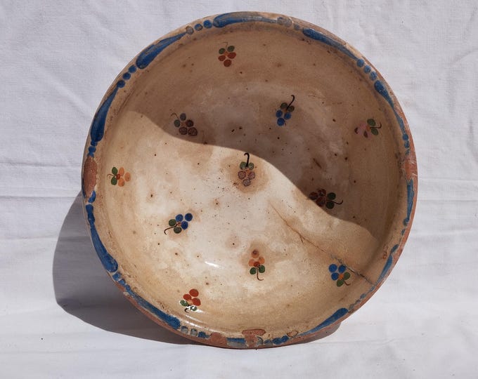 Antique Traditional Hungary Clay Plate, Folk Pottery, Antique Peasant Plate