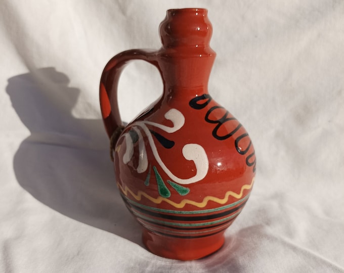 Brown Glazed Stoneware Pot, Traditional Folk Stoneware Pottery, Rare Folk Little Pitcher, Ceramic Pitcher