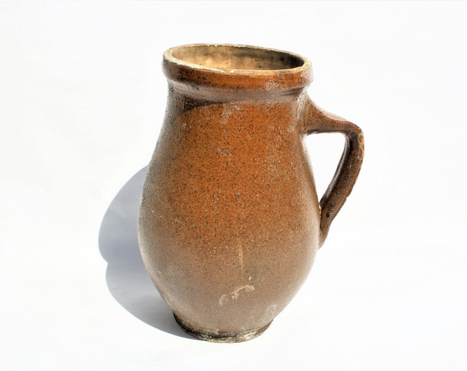 Folk Traditional Pitcher, Antique Stoneware Salt Glazed Ewer, Ceramic Pitcher, Ceramic Pottery