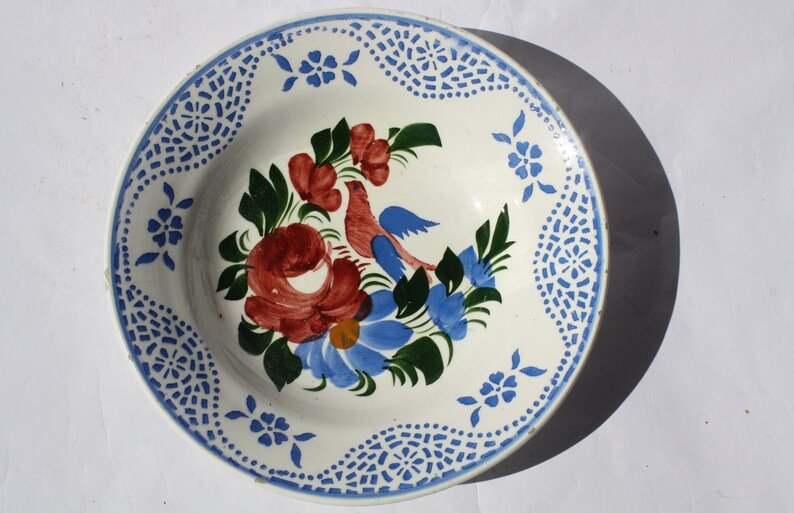 Hollohaz Plate, Hungarian Pottery, Folk, Antique Peasant Plate, Cockerel Plate agrohort.ipb.ac.id