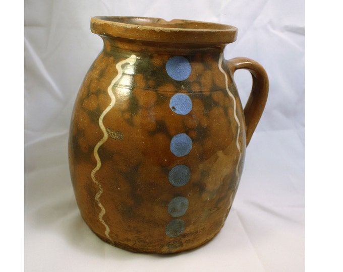 Folk Jar, Folk Bottle, Handpainted Jug, Faience Jug, Folk Ewer, Dotted Jar