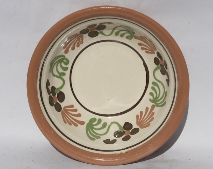 Traditional Hungarian Folk Pottery Plate, Vintage Peasant Flower Plate