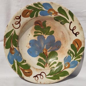 Traditional Little Plate, Terracotta Plate, Clay Plate, Transylvania Pottery, FolkPlate , Antique Peasant Plate
