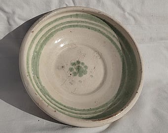 Antique Folk White Traditional Folk Plate, Stoneware Lined Hungarian Platter