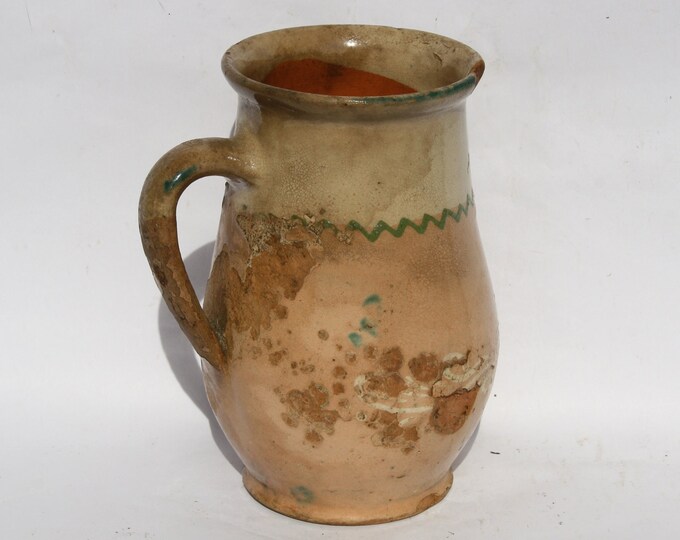 Traditional Folk Pitcher, Antique 19th century Ewer, Ceramic Pitcher, Ceramic Pottery