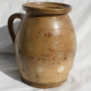 Antique Hungary early 20th Century Traditional Jug, Dotted Decorated Light Brown Jug